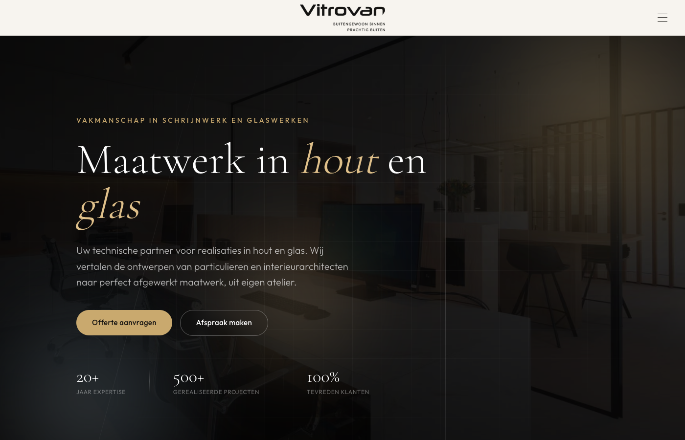 Voorbeeld website Vitrovan
